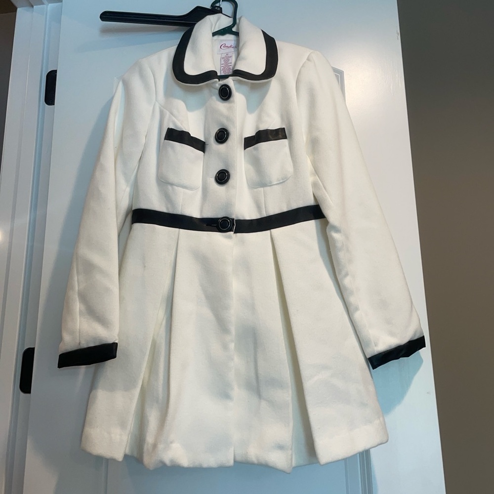 Candie's White and Black Pea Coat with Flared A-Line Design